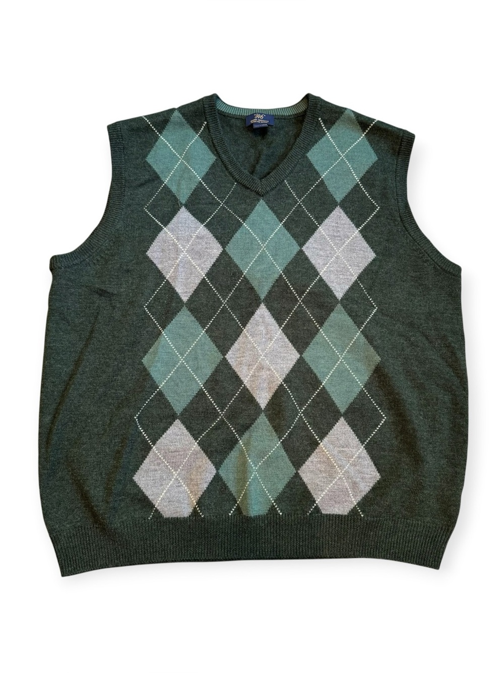 Brooks Brothers 346 Merino Wool Argyle Sweater Vest Mens XL V Neck Preppy
